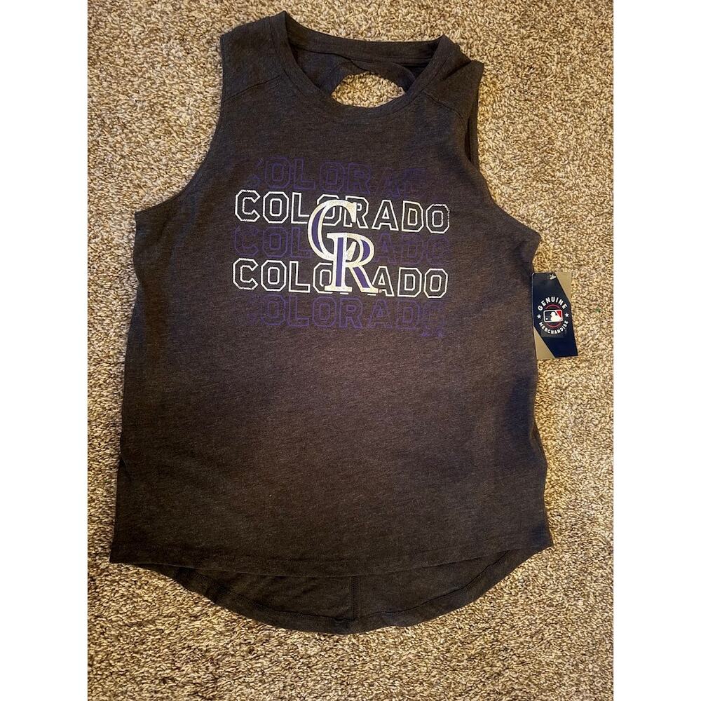 NEW MLB Baseball Colorado Rockies Women's size Medium Tank top Gray Purple!‎